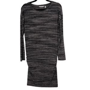 Athleta XS Black Gray Beyond Soft Avenues Athletic Dress Long Sleeve Spacedye